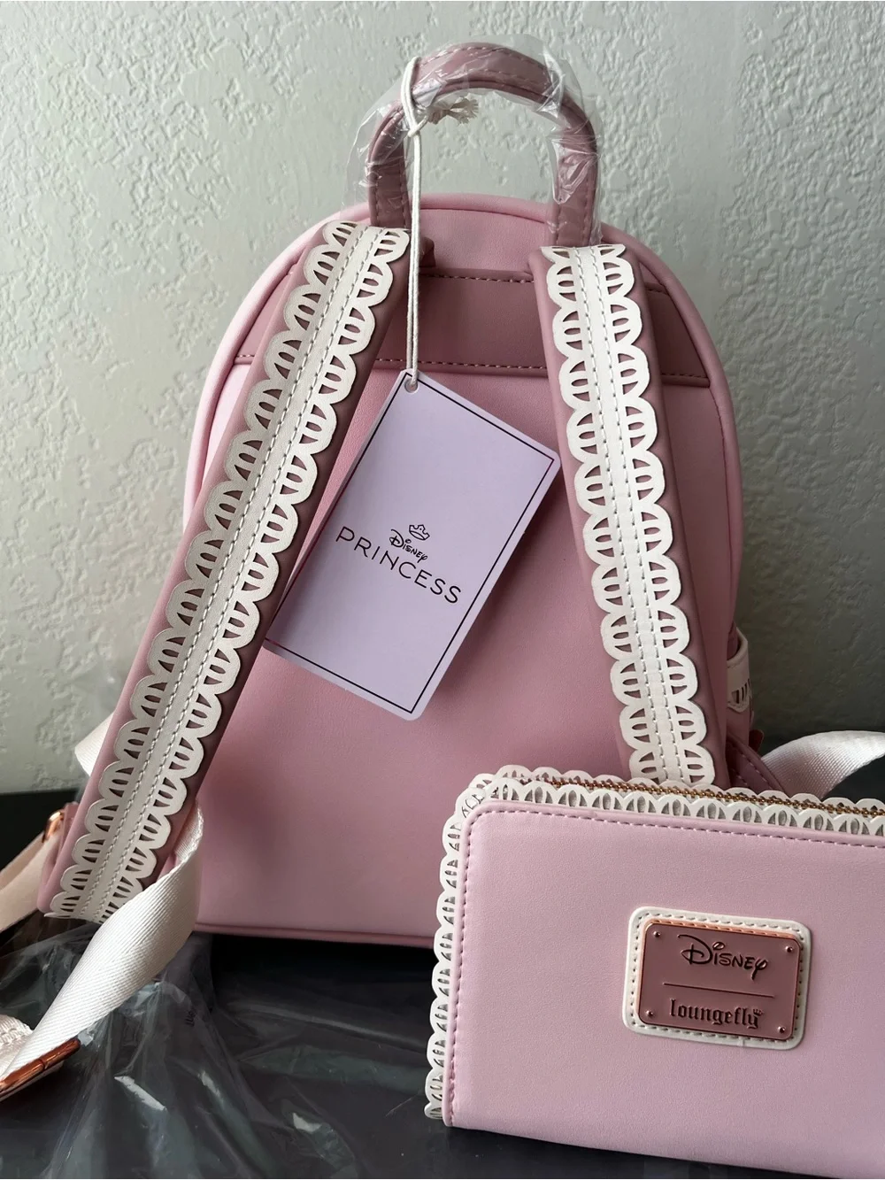 NWT Loungefly Disney Princess Silhouettes Floral Lace Mini Backpack + Wallet Set